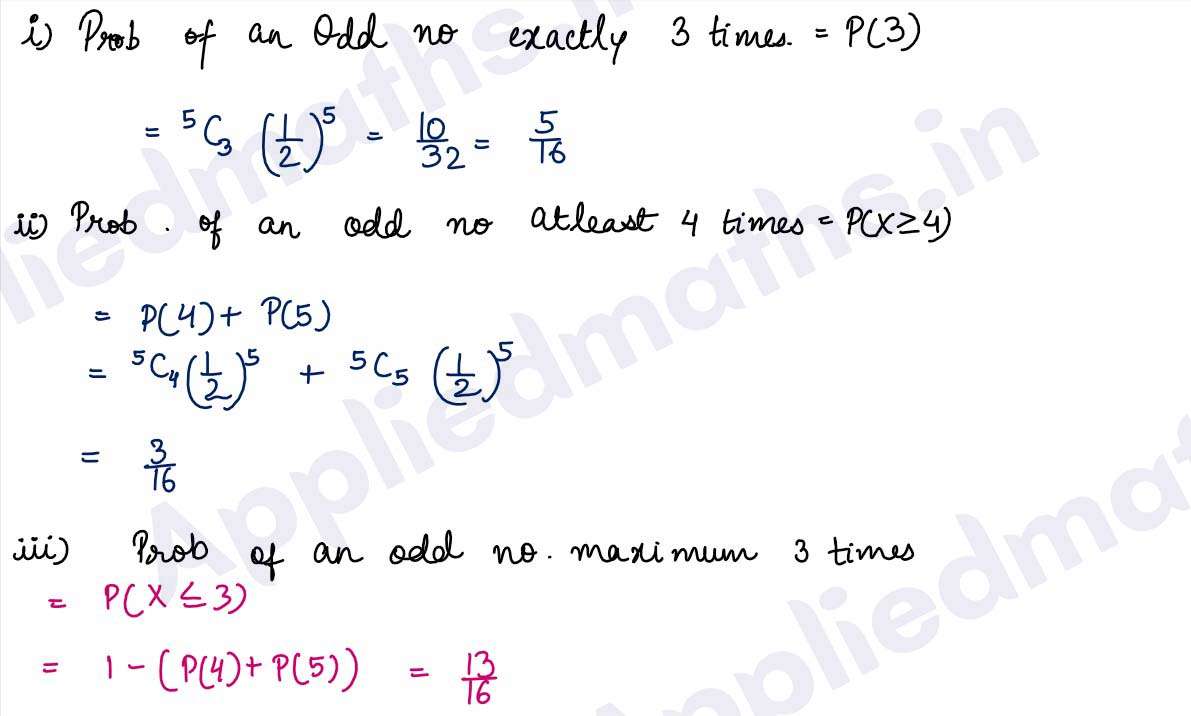 Class 12 CBSE Applied Maths Probability Exercise 9.3